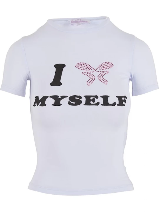 Foto van product Felicious Shirt 'Love Yourself' eosine / zwart / offwhite
