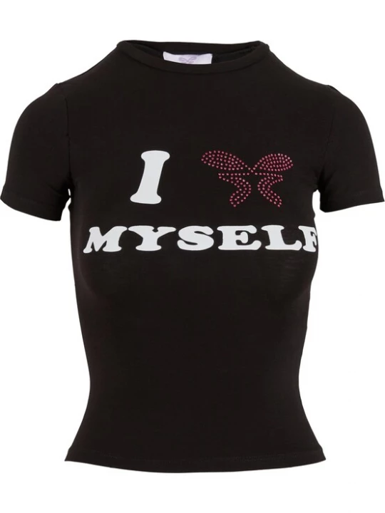 Foto van product Felicious Shirt 'Love Yourself' magenta / zwart / wit