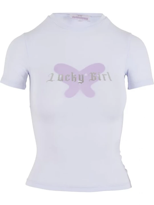 Foto van product Felicious Shirt 'Lucky Girl ' lavendel / zilver / wit