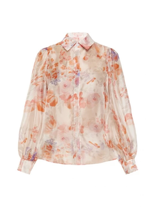 Foto van product FELIPA Blouse 'Fashion Look' donkerlila / abrikoos / donkeroranje / rosa