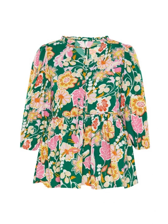 Foto van product Usha Blouse geel / donkergroen / oranje / wit