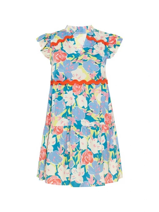 Foto van product Usha Zomerjurk 'Fashion Look' cyaan blauw / lichtblauw / rosa / wit