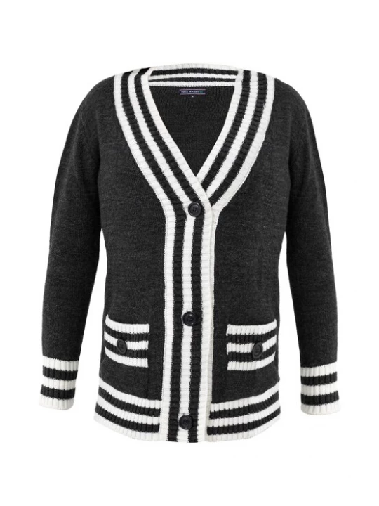Foto van product Felix Hardy Gebreid vest antraciet / wit