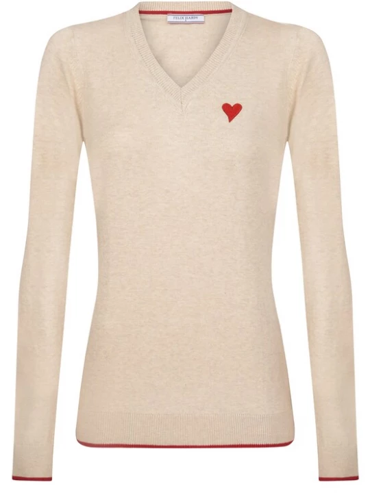 Foto van product Felix Hardy Trui beige / knalrood