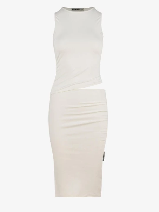 Foto van product FEMSSY Jurk 'TALIA DRESS BROWN' wit