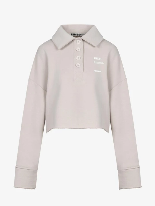 Foto van product FEMSSY Sweatshirt 'COLLAR SWEATSHIRT GREY' beige