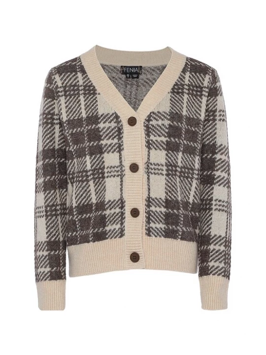 Foto van product FENIA Gebreid vest beige / lichtbeige / chocoladebruin