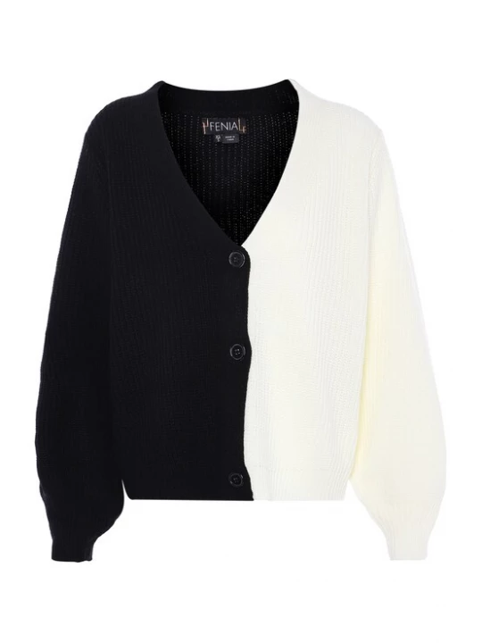 Foto van product FENIA Gebreid vest zwart / wit