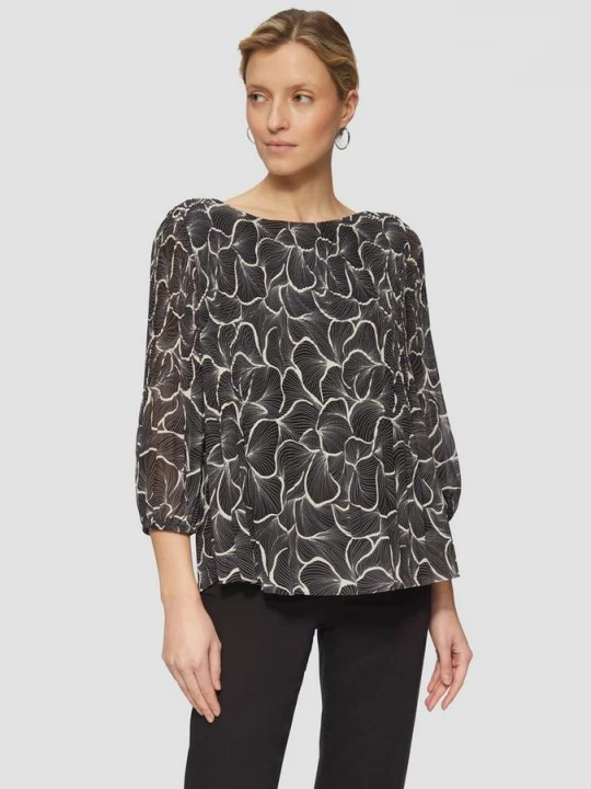 Foto van product Fijn geplisseerde blouse met abstract motief s.Oliver zwart
