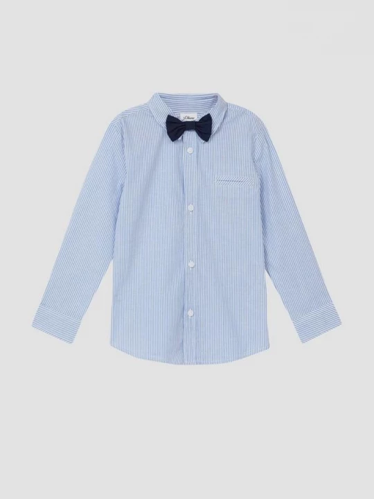 Foto van product Fijn gestreept slim fit overhemd met afneembaar strikje s.Oliver blauw