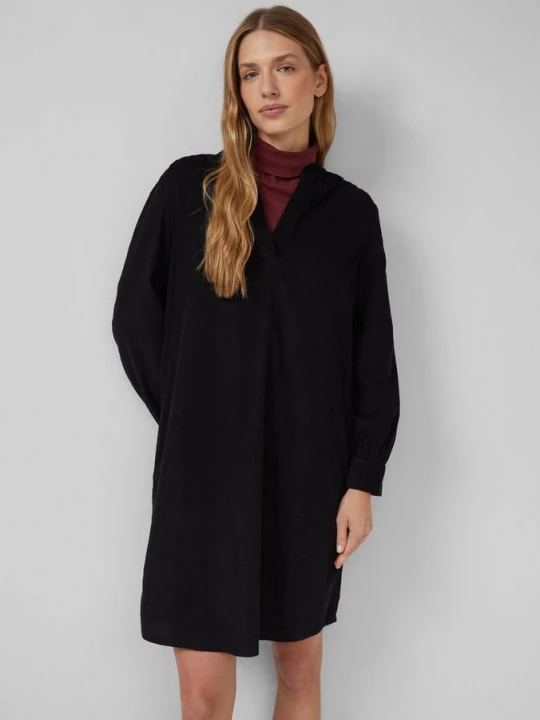 Foto van product Fijne corduroy jurk met zijsplitzakken s.Oliver zwart