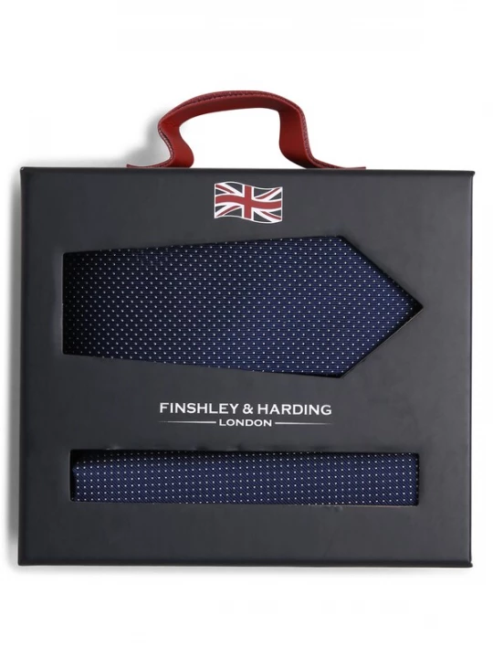 Foto van product Finshley & Harding London Stropdas donkerblauw / wit