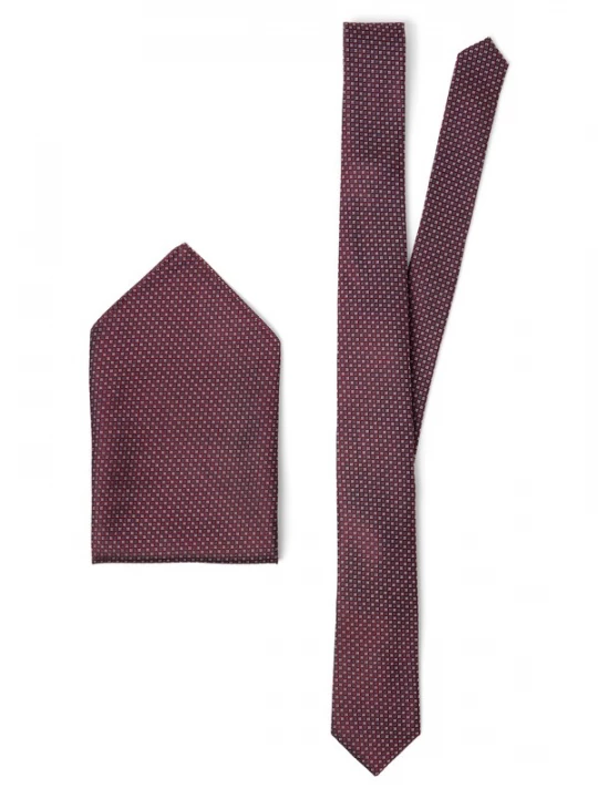 Foto van product Finshley & Harding London Stropdas grijs / bordeaux / wit