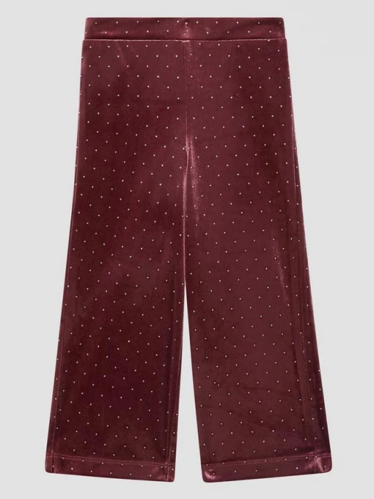 Foto van product Fluwelen broek met wijde pijpen en strass-steentjes s.Oliver rood