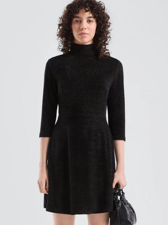 Foto van product Fluwelen jurk met glitter QS zwart