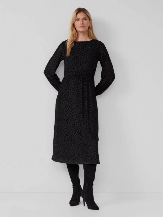Foto van product Fluwelen midi-jurk met boothals s.Oliver zwart