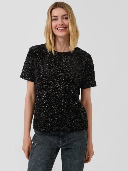 Foto van product Fluwelen shirt met pailletten s.Oliver zwart