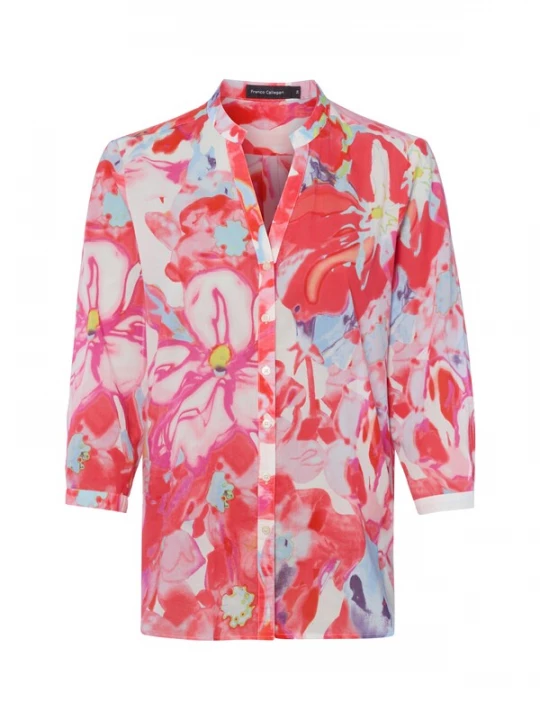 Foto van product Franco Callegari Blouse lichtbeige / lichtblauw / rood