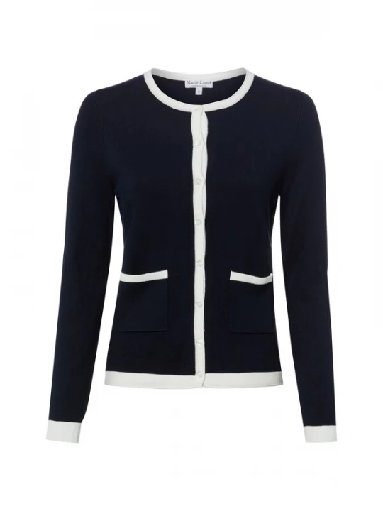 Foto van product Franco Callegari Gebreid vest marine / wit