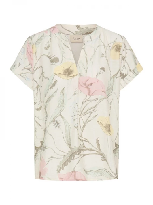 Foto van product Fransa Blouse 'ARIANA' lichtgeel / gemengde kleuren