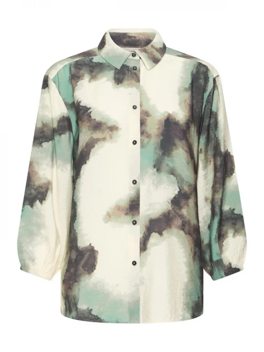Foto van product Fransa Blouse 'FRAYLA SH 1' crème / olijfgroen / mintgroen