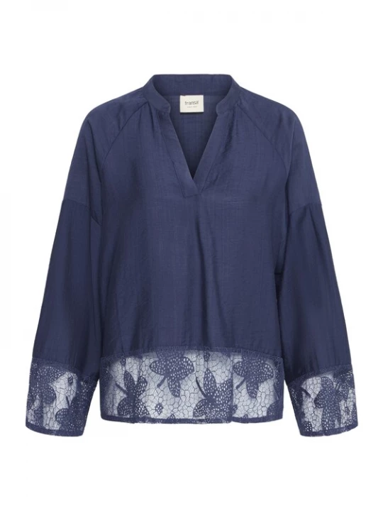 Foto van product Fransa Blouse 'MINNAS' blauw / wit gemêleerd