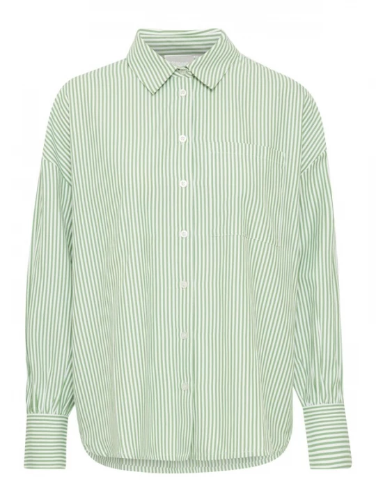 Foto van product Fransa Blouse 'Poppa' lichtgroen / wit