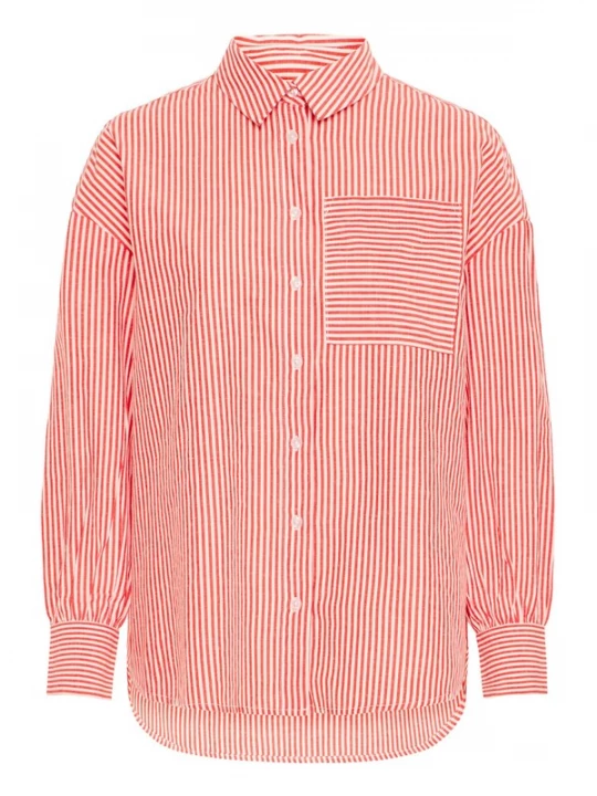 Foto van product Fransa Blouse 'Poppa' oranjerood / wit
