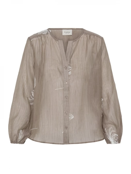 Foto van product Fransa Blouse 'WINA ' donkerbeige / wit