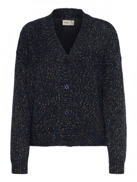 Foto van product Fransa Gebreid vest 'Spotta' blauw gemêleerd