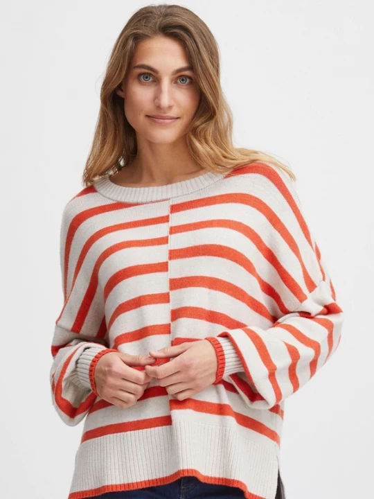 Foto van product Fransa Trui 'Bitte' rood / wit