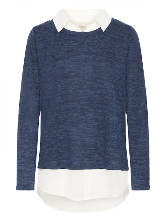 Foto van product Fransa Trui 'EMMIE' donkerblauw / wit