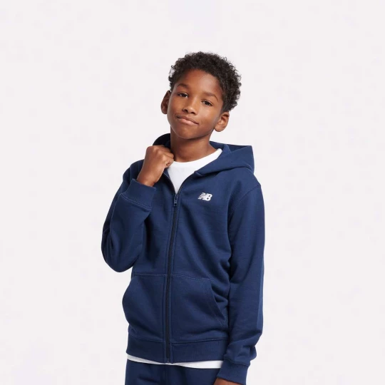 Foto van product French Terry Small Logo Full Zip Hoodie New Balance blauw