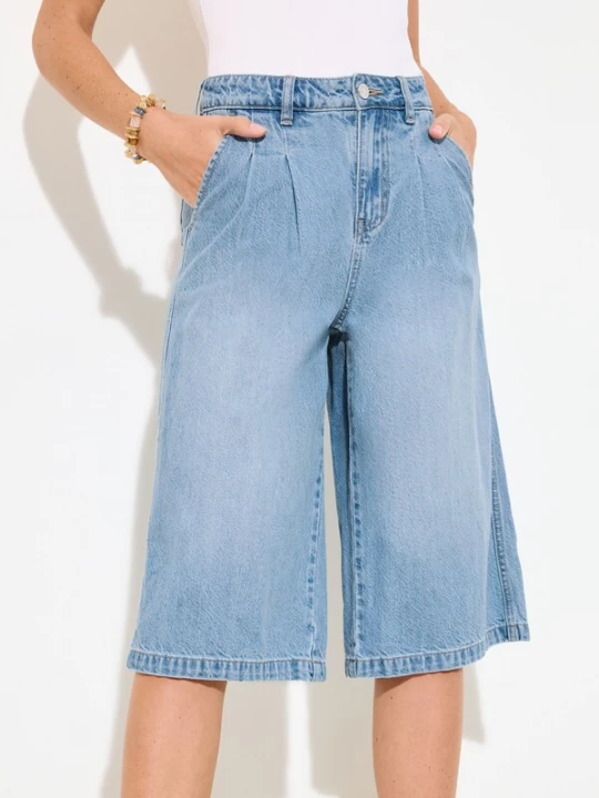 Foto van product Friends Like These Bandplooi jeans blauw denim