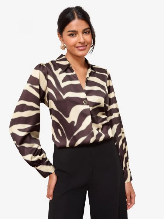 Foto van product Friends Like These Blouse donkerbruin / wolwit