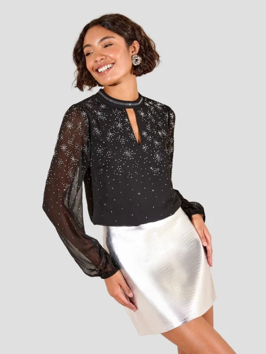Foto van product Friends Like These Blouse zwart / transparant