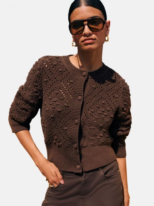 Foto van product Friends Like These Gebreid vest chocoladebruin