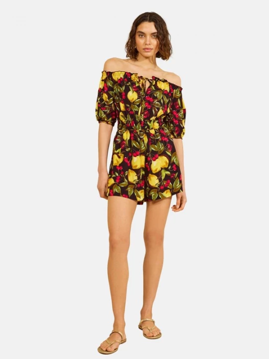 Foto van product Friends Like These Jumpsuit citroen / olijfgroen / framboos / zwart