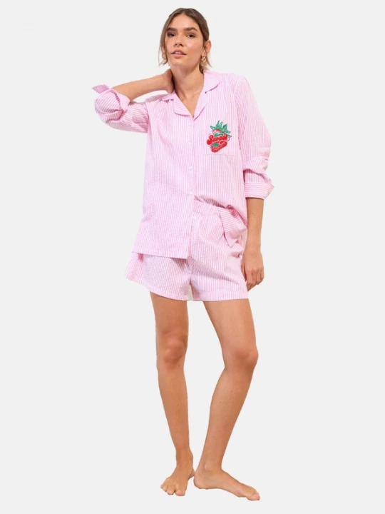 Foto van product Friends Like These Korte pyjama groen / oudroze / rood / wit