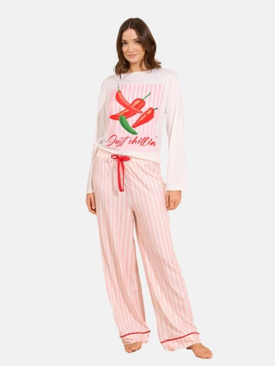 Foto van product Friends Like These Pyjama groen / poederroze / vuurrood