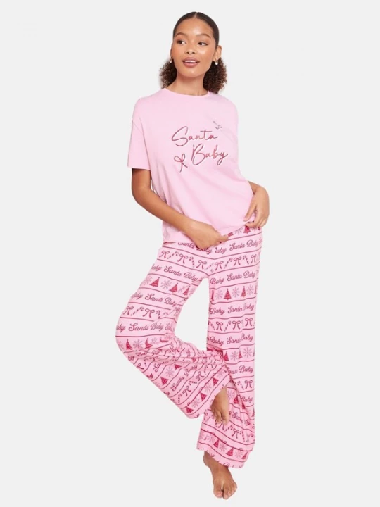 Foto van product Friends Like These Pyjama rosa / donkerroze / wit