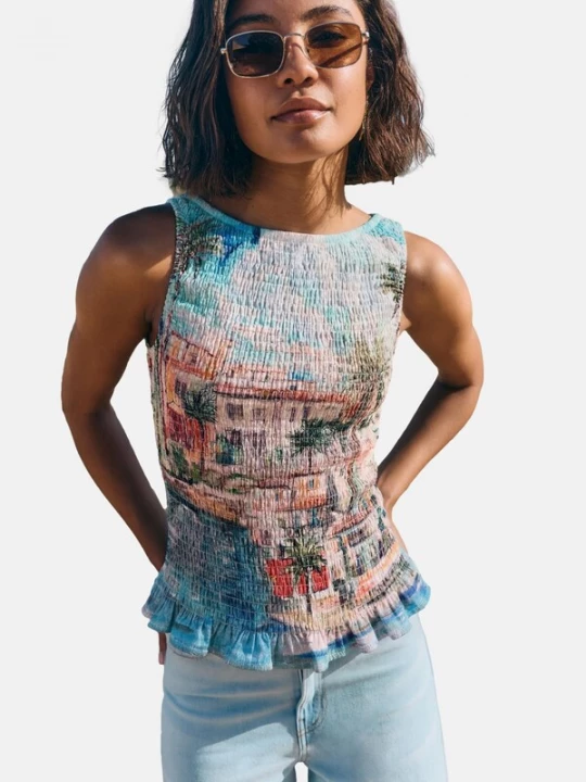 Foto van product Friends Like These Top blauw / rosa