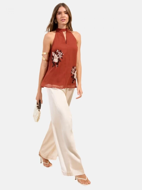 Foto van product Friends Like These Top rosé / roestrood / zwart