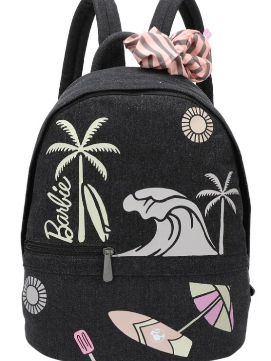 Foto van product Fritzi aus Preußen Rugzak 'Malibu Barbie' lichtgeel / lichtgrijs / pink / black denim