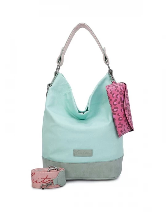Foto van product Fritzi aus Preußen Schoudertas 'Izzy' grijs / mintgroen / pink