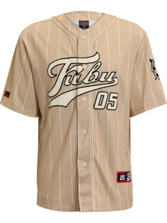 Foto van product FUBU Overhemd sand / kersrood / wit
