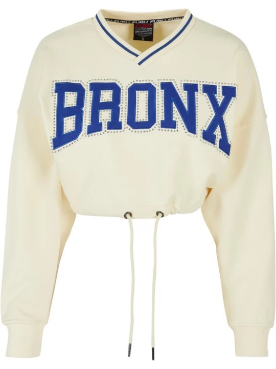 Foto van product FUBU Sweatshirt 'Crew Rhinestone' ultramarine blauw / zwart / wit / offwhite