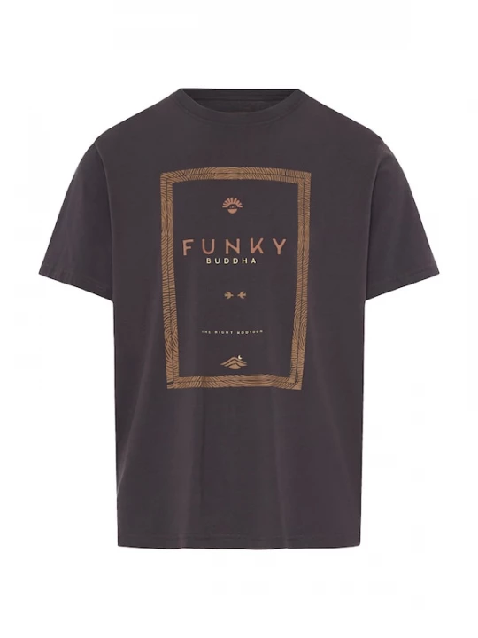 Foto van product Funky Buddha Shirt chocoladebruin / ombergrijs / mokka / lichtgeel
