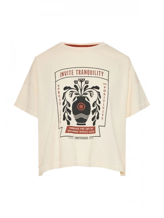 Foto van product Funky Buddha Shirt crème / roestrood / zwart