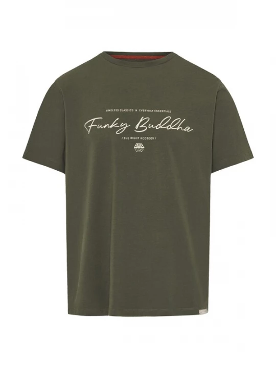Foto van product Funky Buddha Shirt donkergroen / offwhite
